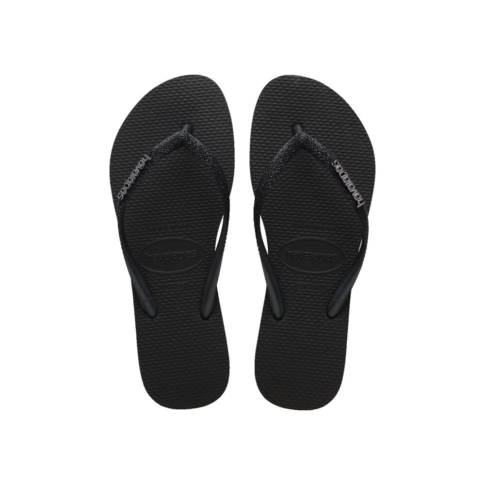 Havaianas Slim Glitter Ii Black/Black Flip Flops Front View
