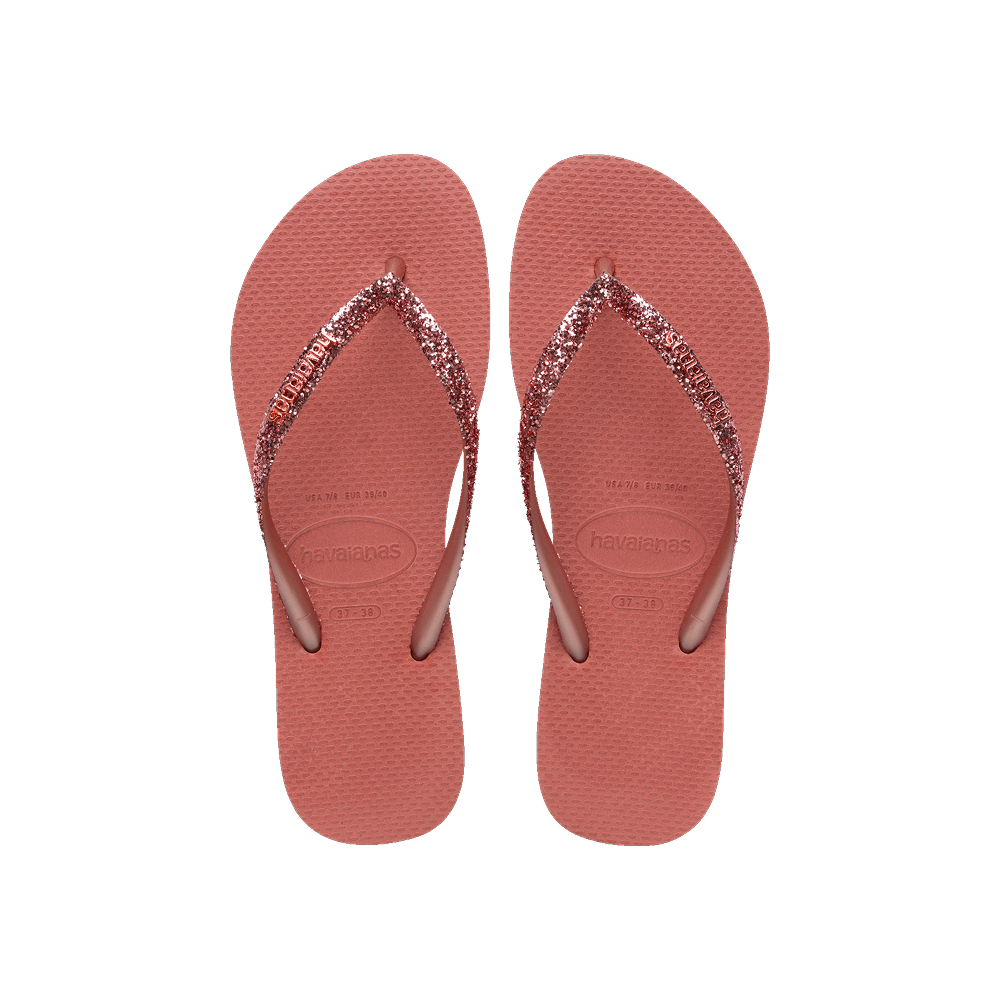 Havaianas Slim Glitter Ii Canyon Clay Flip Flops Front View