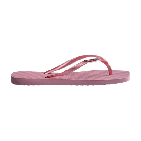 Havaianas Slim Square Logo Metallic Rose Chiffom Flip Flops Detail View