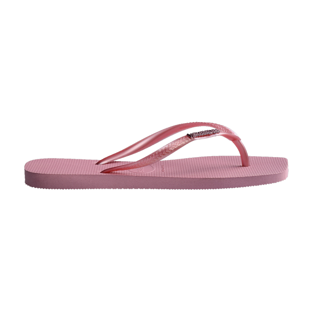Havaianas Slim Square Logo Metallic Rose Chiffom Flip Flops Detail View