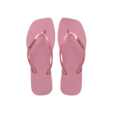 Havaianas Slim Square Logo Metallic Rose Chiffom Flip Flops Front View