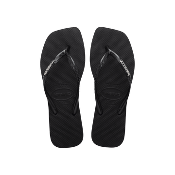 Slim Square Logo Metallic Flip Flops
