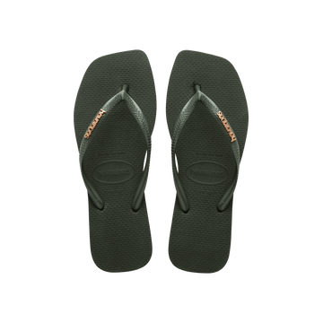 Slim Square Logo Metallic Flip Flops