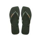 Slim Square Logo Metallic Flip Flops