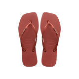 Slim Square Logo Metallic Flip Flops