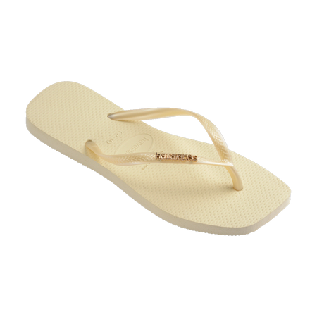 Havaianas Slim Square Logo Metallic Buttercream Flip Flops Side View