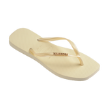 Havaianas Slim Square Logo Metallic Buttercream Flip Flops Side View