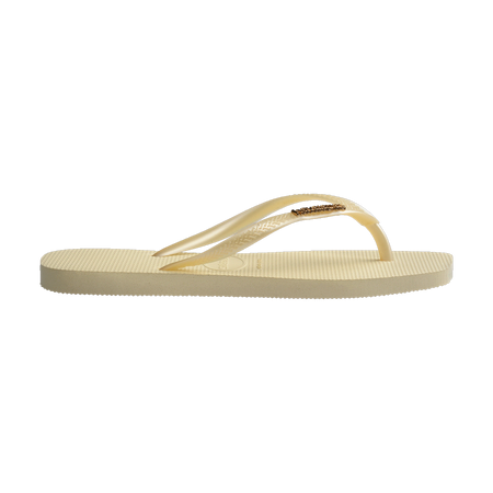 Havaianas Slim Square Logo Metallic Buttercream Flip Flops Detail View