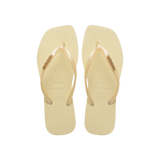 Havaianas Slim Square Logo Metallic Buttercream Flip Flops Front View