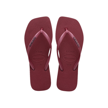 Havaianas Slim Square Logo Metallic Amaranth Flip Flops Front View
