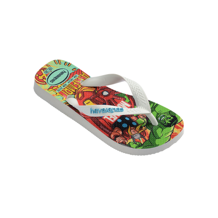 Havaianas Kids Top Marvel Ii White/White/Blue Flip Flops Side View