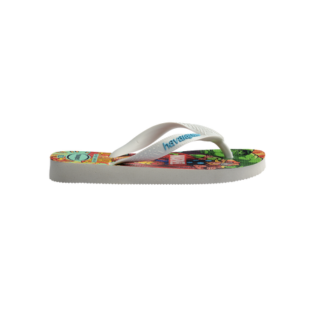 Havaianas Kids Top Marvel Ii White/White/Blue Flip Flops Detail View