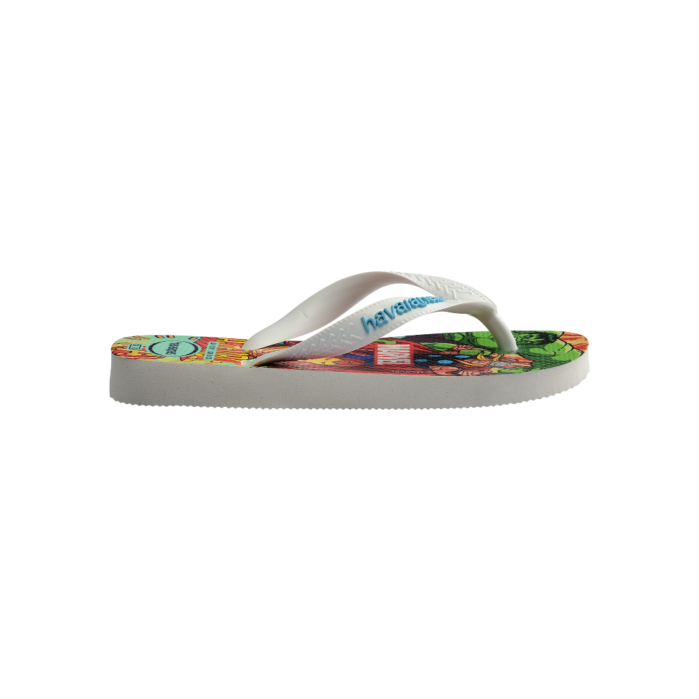 Havaianas Kids Top Marvel Ii White/White/Blue Flip Flops Detail View