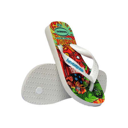 Havaianas Kids Top Marvel Ii White/White/Blue Flip Flops Pair Shot
