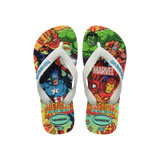 Havaianas Kids Top Marvel Ii White/White/Blue Flip Flops Front View