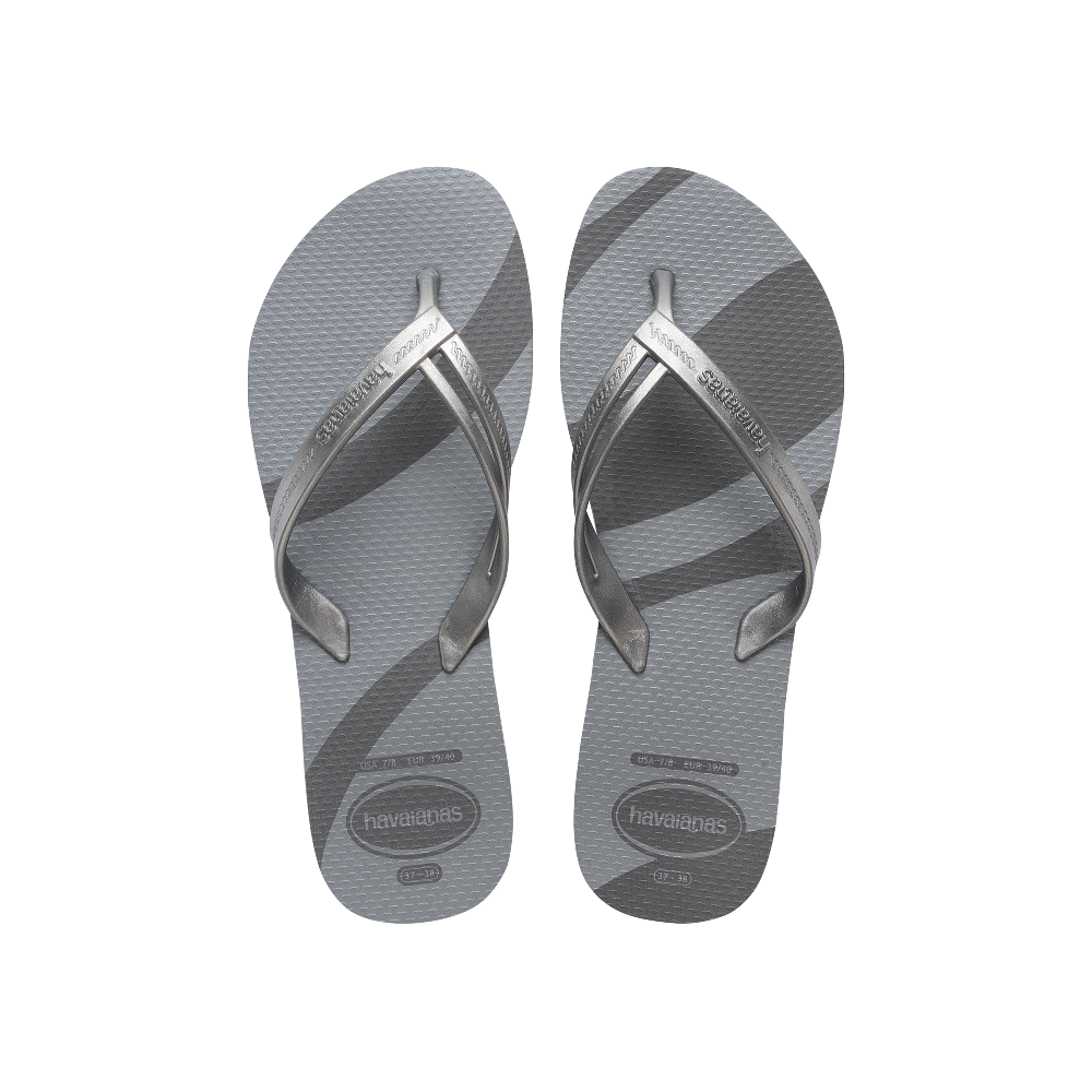 Havaianas Elegance Print New Graphite Flip Flops Front View