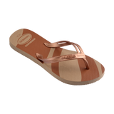 Havaianas Elegance Print Rose Gold Flip Flops Side View