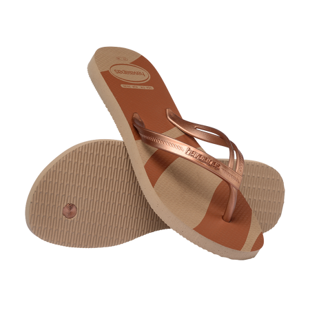 Havaianas Elegance Print Rose Gold Flip Flops Pair Shot