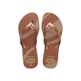 Havaianas Elegance Print Rose Gold Flip Flops Front View