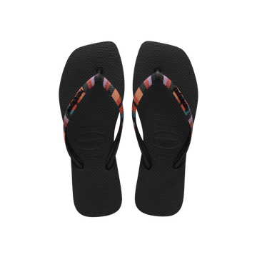 Slim Square Patchwork Flip Flops