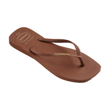 Havaianas Slim Square Logo Pop Up Rust Flip Flops Side View