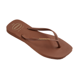 Havaianas Slim Square Logo Pop Up Rust Flip Flops Side View