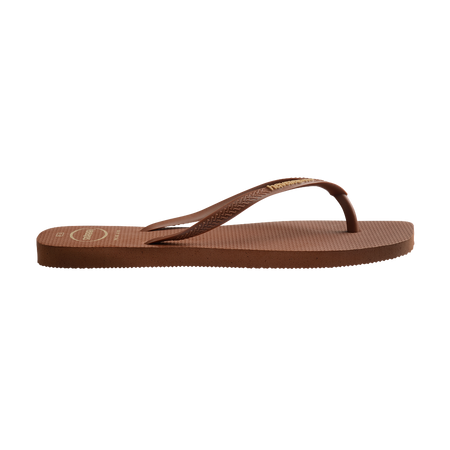 Havaianas Slim Square Logo Pop Up Rust Flip Flops Detail View