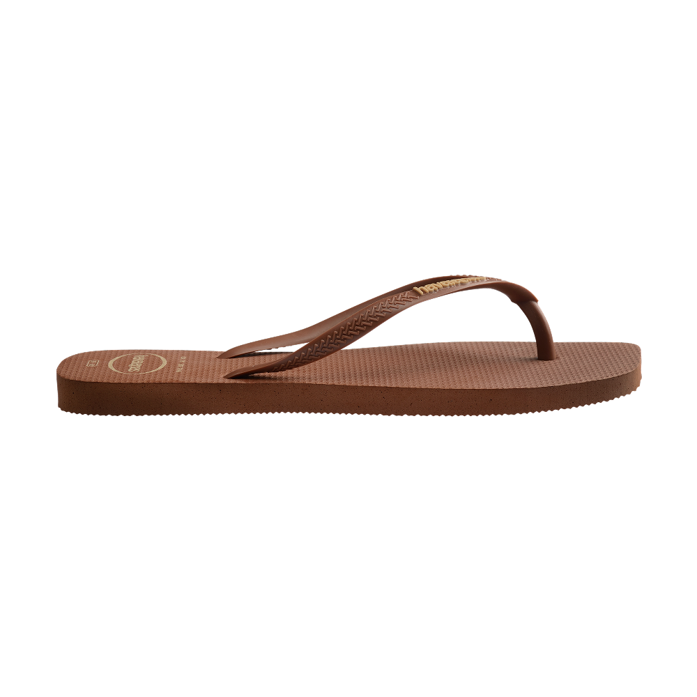 Havaianas Slim Square Logo Pop Up Rust Flip Flops Detail View