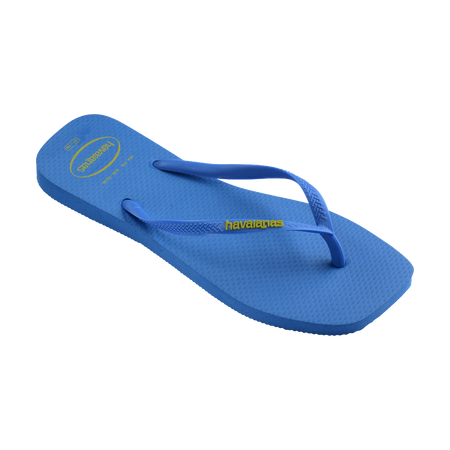 Havaianas Slim Square Logo Pop Up Brilliant Blue Flip Flops Side View
