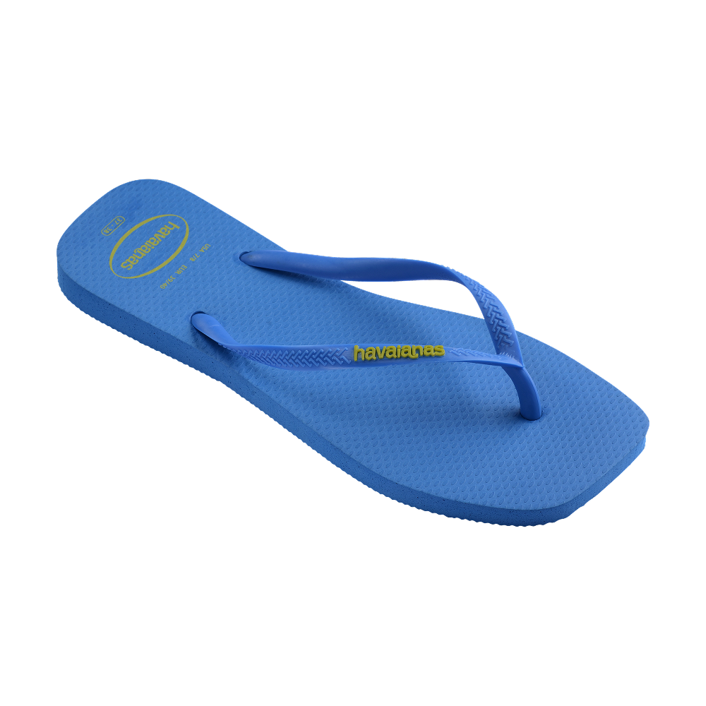 Havaianas Slim Square Logo Pop Up Brilliant Blue Flip Flops Side View
