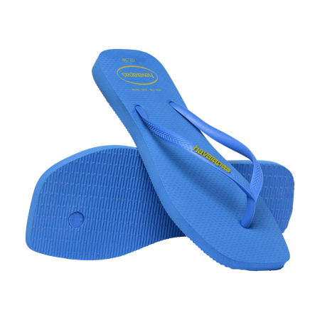 Havaianas Slim Square Logo Pop Up Brilliant Blue Flip Flops Pair Shot