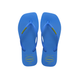Havaianas Slim Square Logo Pop Up Brilliant Blue Flip Flops Front View
