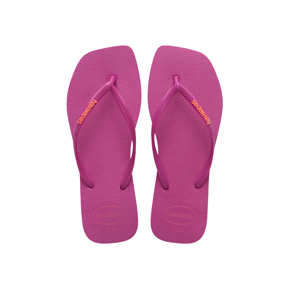 Havaianas Slim Square Logo Pop Up Rose Gum Flip Flops Front View