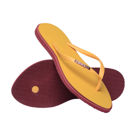 Havaianas Slim Point Amarant/Caja Yellow Flip Flops Pair Shot