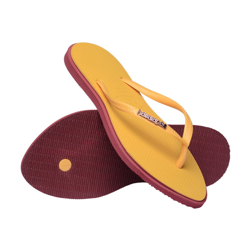 Havaianas Slim Point Amarant/Caja Yellow Flip Flops Pair Shot