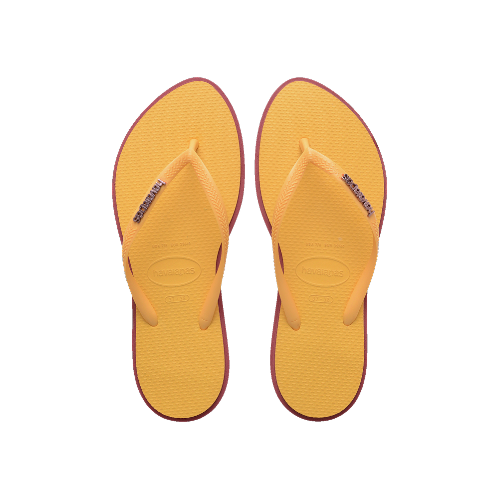 Havaianas Slim Point Amarant/Caja Yellow Flip Flops Front View