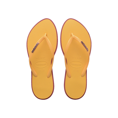 Havaianas Slim Point Amarant/Caja Yellow Flip Flops Front View