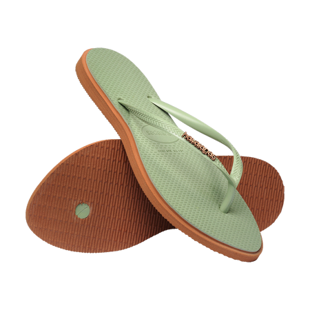 Havaianas Slim Point Rust/Smoke Green Flip Flops Pair Shot
