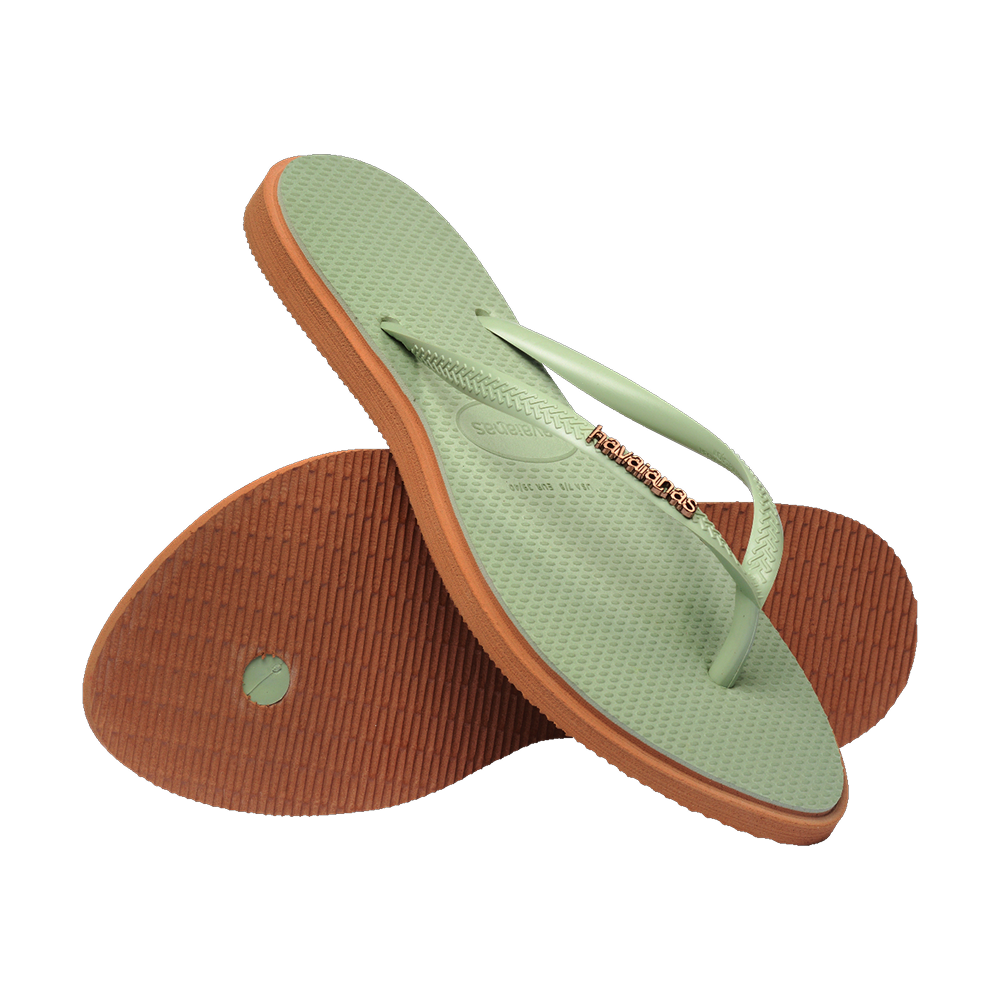 Havaianas Slim Point Rust/Smoke Green Flip Flops Pair Shot