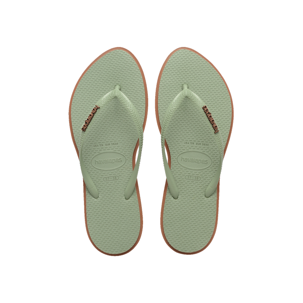 Havaianas Slim Point Rust/Smoke Green Flip Flops Front View