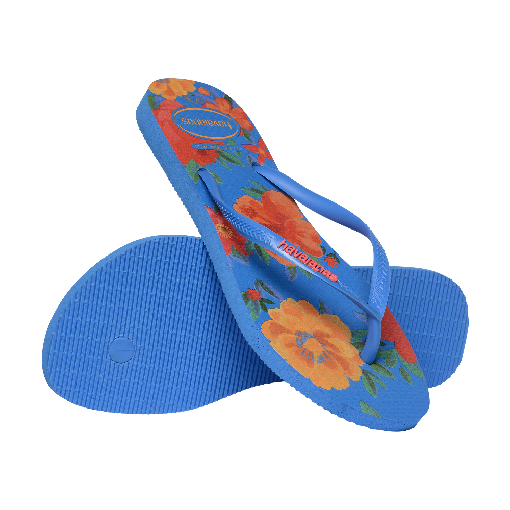 Havaianas Slim Summer Bliss Brilliant Blue Flip Flops Pair Shot