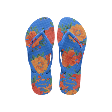 Havaianas Slim Summer Bliss Brilliant Blue Flip Flops Front View