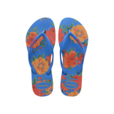 Havaianas Slim Summer Bliss Brilliant Blue Flip Flops Front View