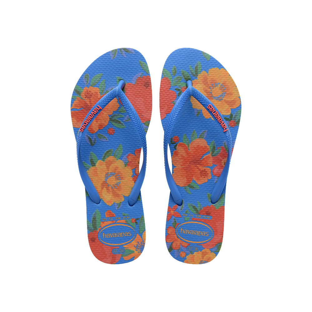 Havaianas Slim Summer Bliss Brilliant Blue Flip Flops Front View