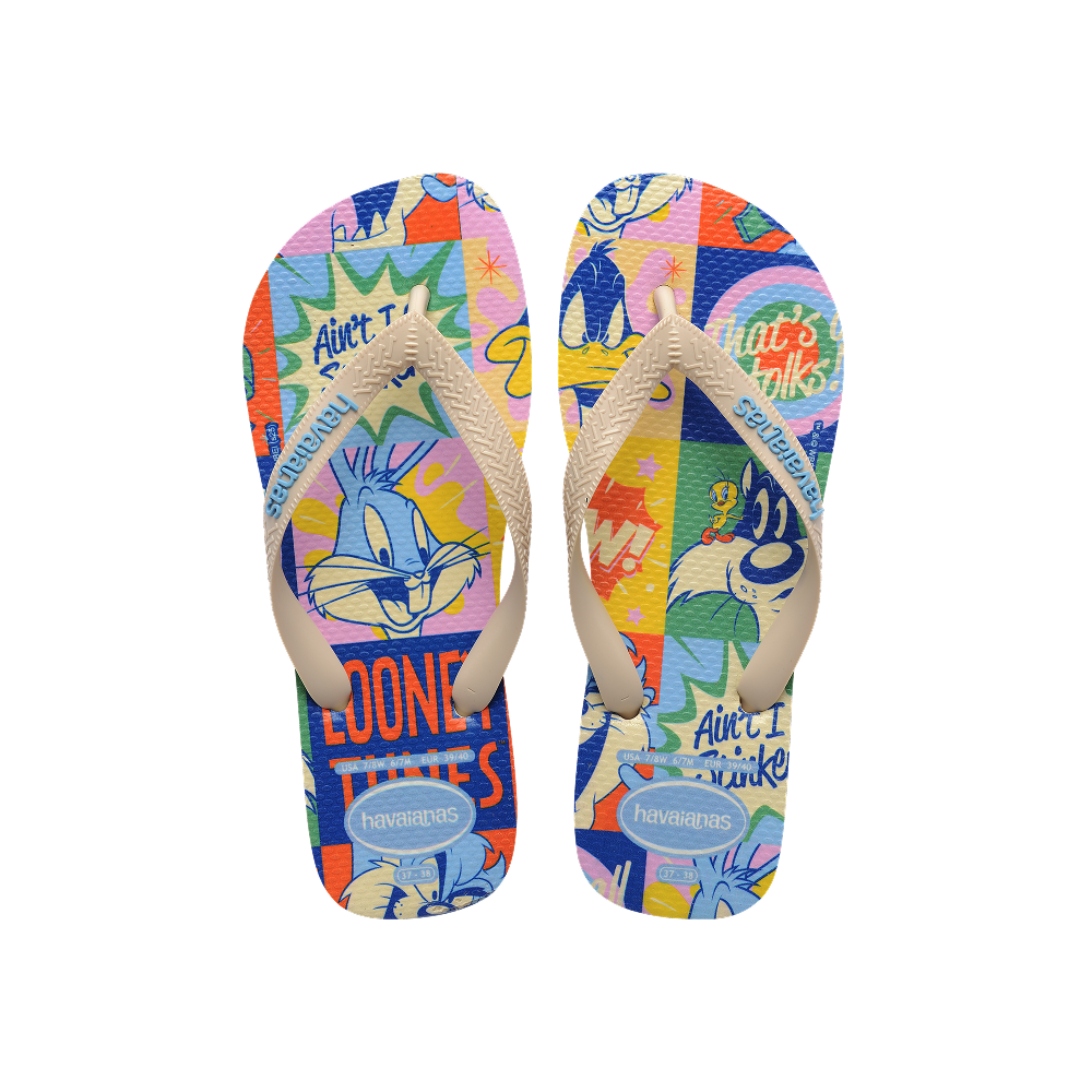 Havaianas Top Warner Classics Beige Flip Flops Front View