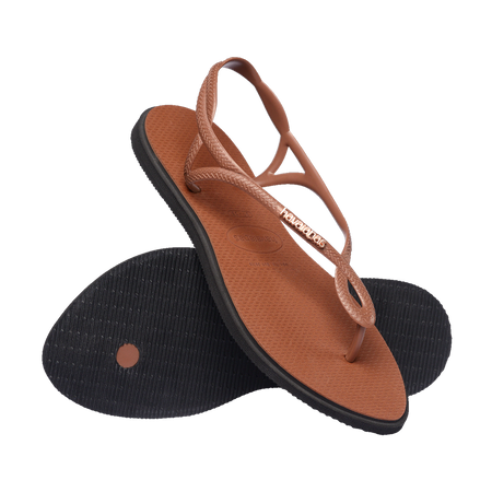 Havaianas Luna Point Sandals Rust/Black Flip Flops Pair Shot