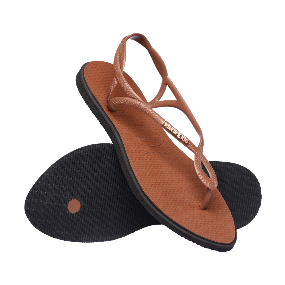 Havaianas Luna Point Sandals Rust/Black Flip Flops Pair Shot