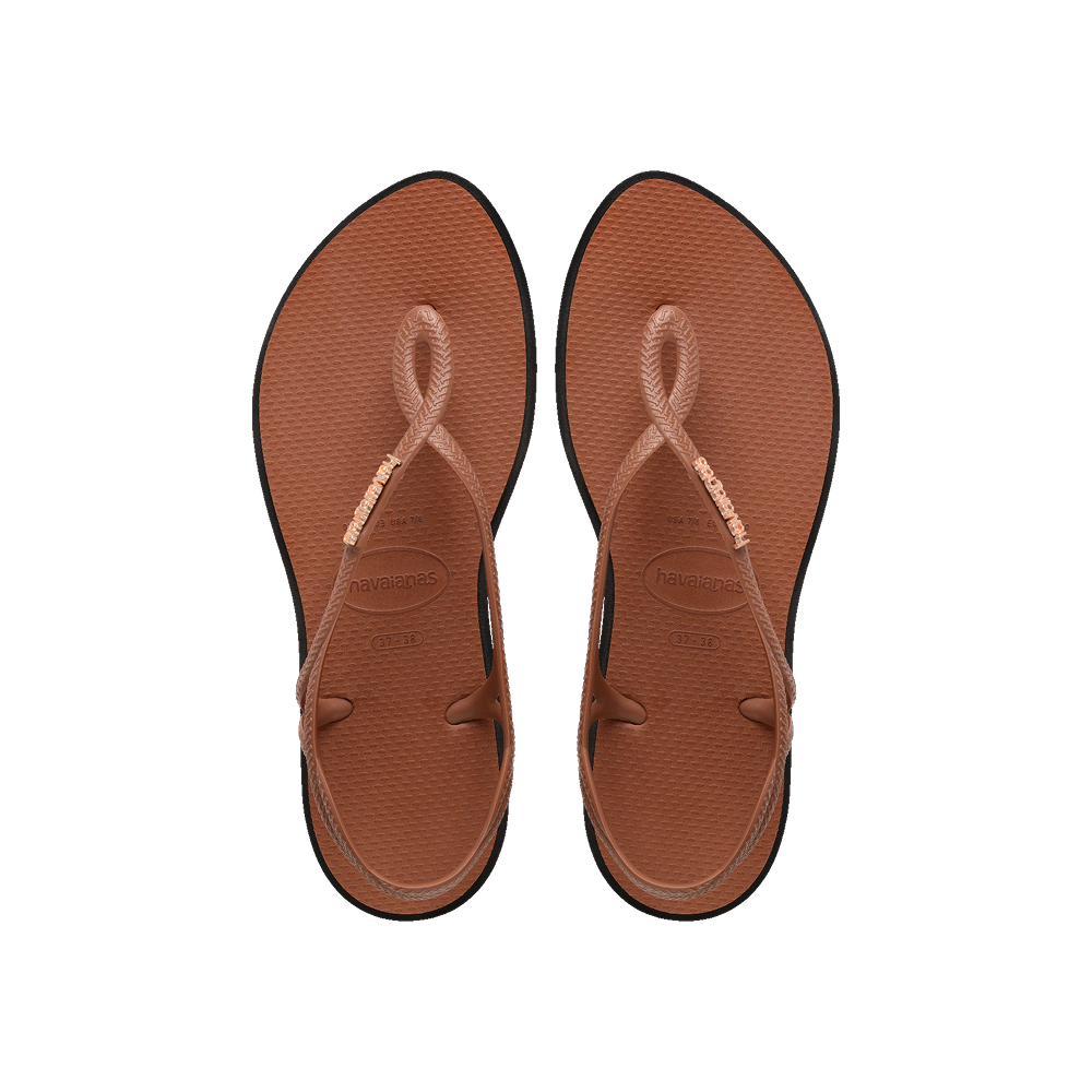 Havaianas Luna Point Sandals Rust/Black Flip Flops Front View