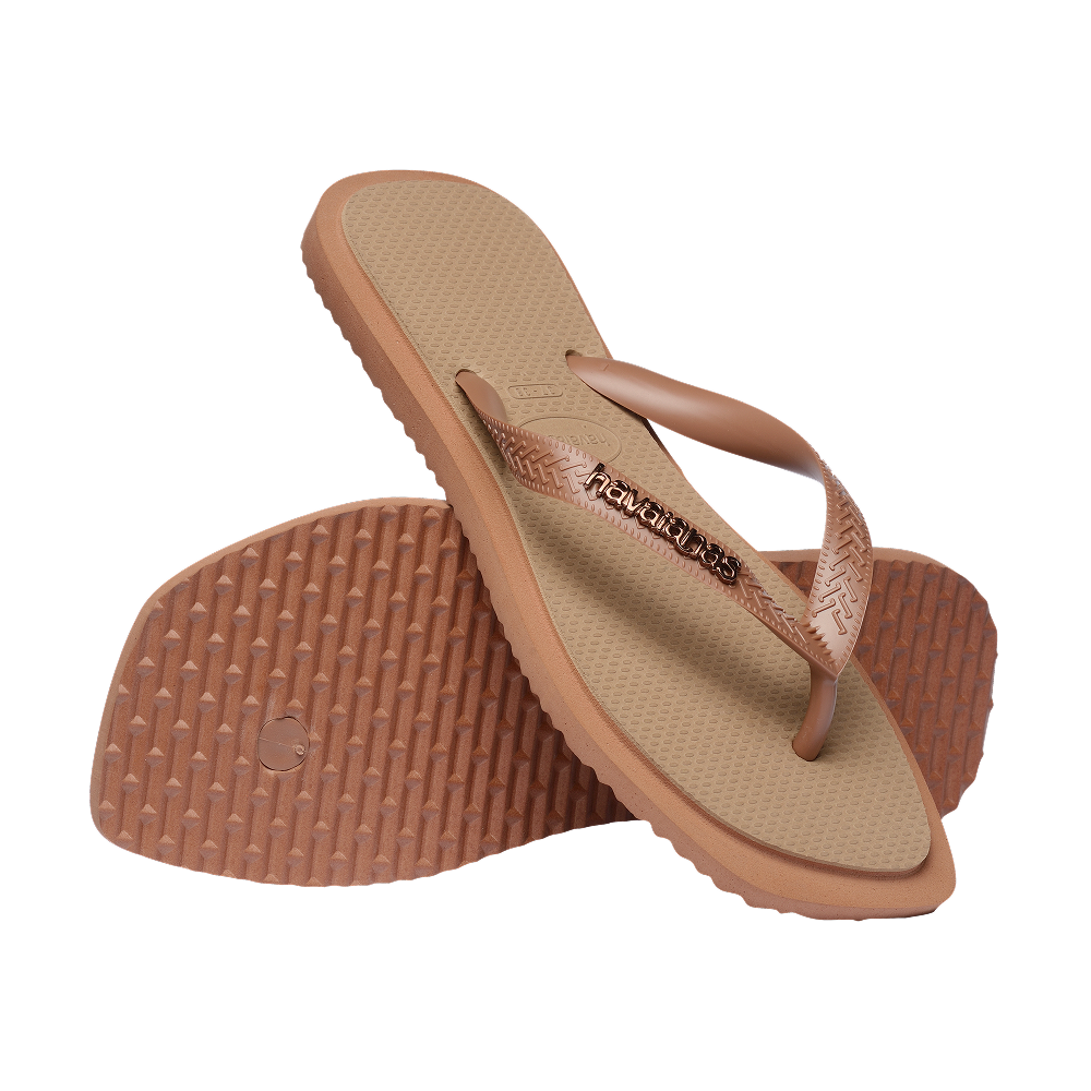 Havaianas Top Square Fusion Rust/Rose Gold Flip Flops Pair Shot
