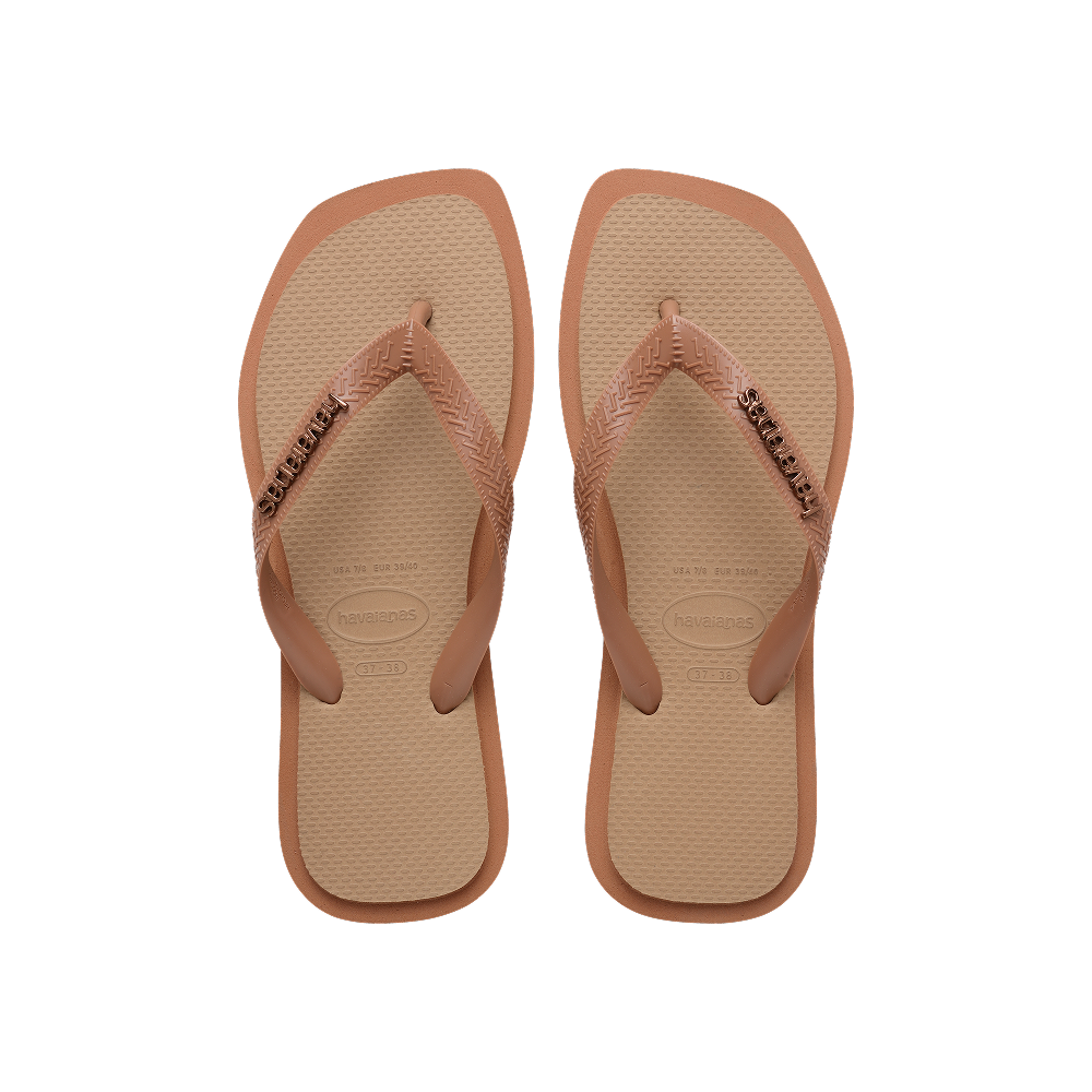 Havaianas Top Square Fusion Rust/Rose Gold Flip Flops Front View